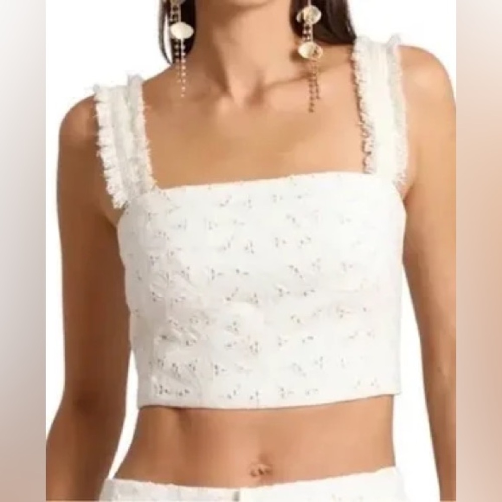 NWT House of Harlow 1960 Cream Embroidered Top